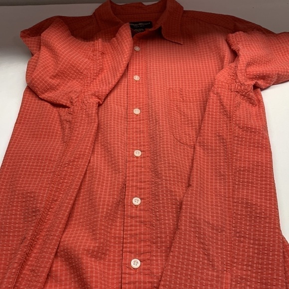 Eddie Bauer 100% Cotton Short Sleeve Button Down Shirt Large Tall Colour Salmon - Picture 5 of 10